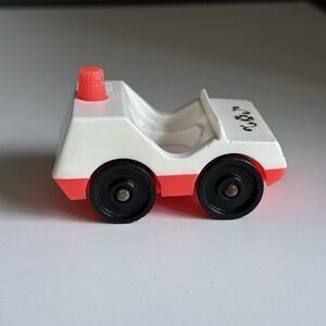 Vintage Fisher Price Little People White Neon Orange‎ Car Collectible Toy T76